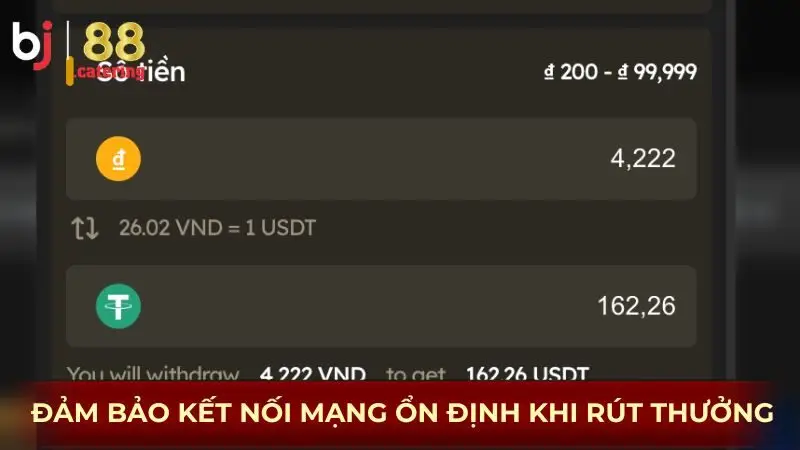 Đảm bảo kết nối mạng ổn định khi rút thưởng