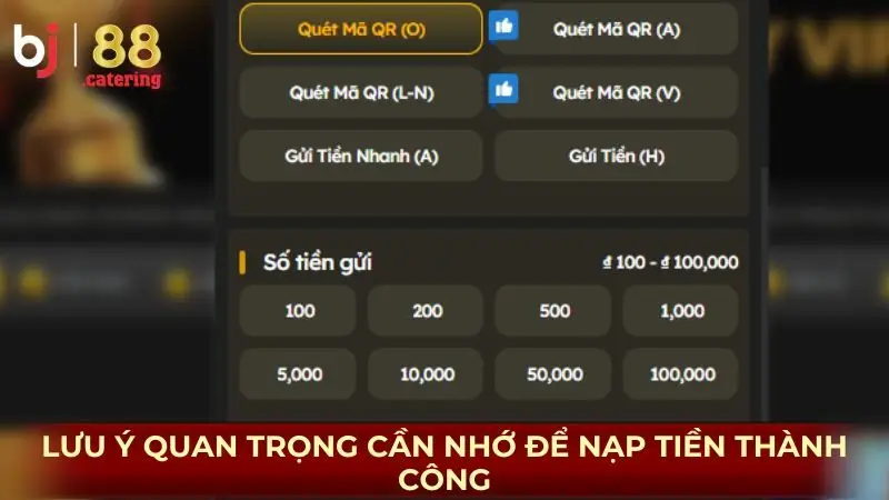 Lưu ý quan trọng cần nhớ để nạp tiền thành công