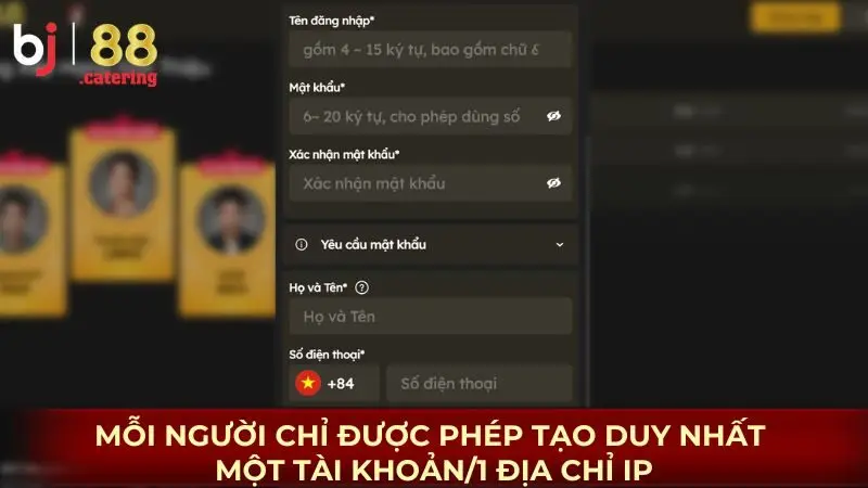 Mỗi người chỉ được phép tạo duy nhất một tài khoản/1 địa chỉ IP